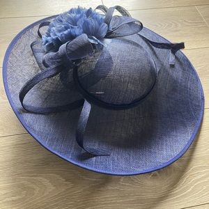 Rare Jacques Vert blue fascinator hat with flower